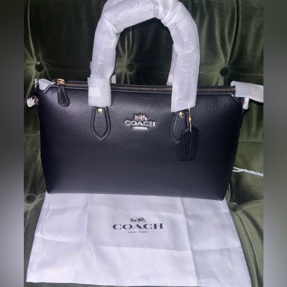 NWT Coach Georgia Satchel Bag In black pebbled leather - Picture 2 of 15